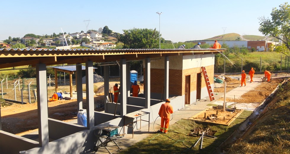 Construção do Eco-PEV do Urbanova. Foto: Claudio Vieira/PMSJC 27-05-2020