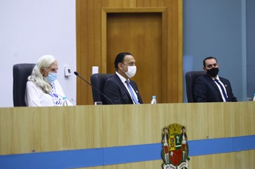 Câmara dá posse ao prefeito, vice-prefeito e aos 21 vereadores eleitos para o mandato 2021-2024. Foto: Claudio Vieira/PMSJC 01-01-2021