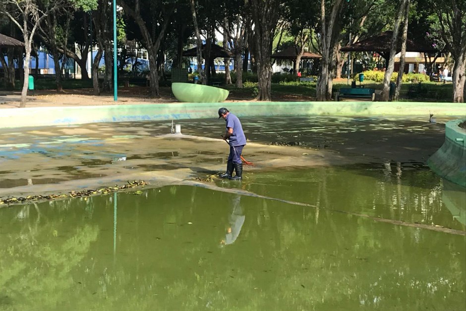 Limpeza do Lago principal do Parque Santos Dumont  03 05 2018