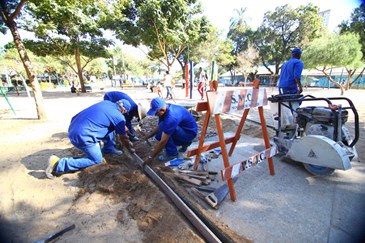 Revitalização do Parque Santos Dumont através do programa Minha Praça de Volta. Foto: Claudio Vieira/PMSJC. 16-07-2018