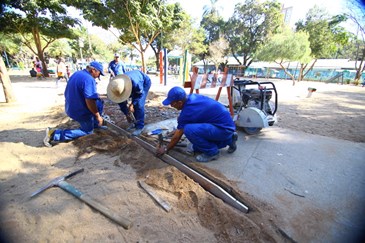 Revitalização do Parque Santos Dumont através do programa Minha Praça de Volta. Foto: Claudio Vieira/PMSJC. 16-07-2018