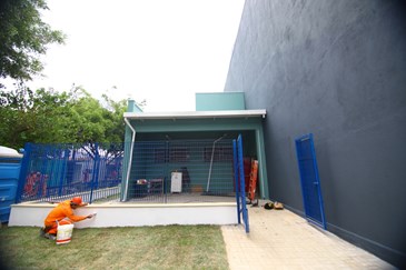 Construção de vestiários e banheiros no ginásio Delmar Buffulin. Foto: Claudio Vieira/PMSJC. 12-02-2019