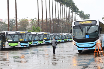Coletiva de apresentação dos novos ônibus da frota da cidade. Foto: Claudio Vieira/PMSJC 25-07-2025   