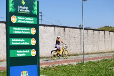 Parque Ribeirão Vermelho recebe sistema de bikes compartilhadas. Foto: Claudio Vieira/ PMSJC. 10-08-2019