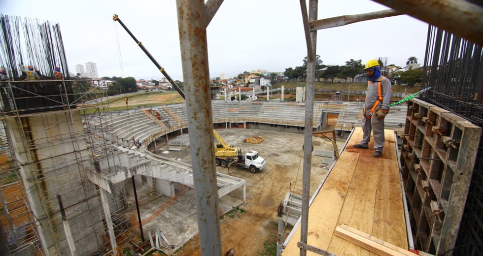 Obras da Arena Municipal de Esportes. Foto: Claudio Vieira/PMSJC. 20-08-2019