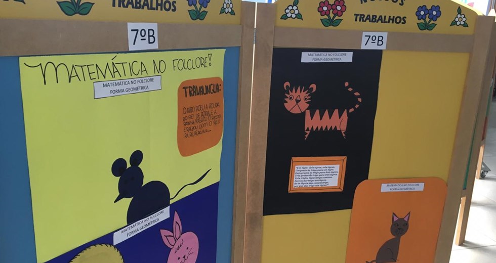 A atividade  conta ainda com exposição de cartazes com temas relacionados ao Folclore Brasileiro na matemática