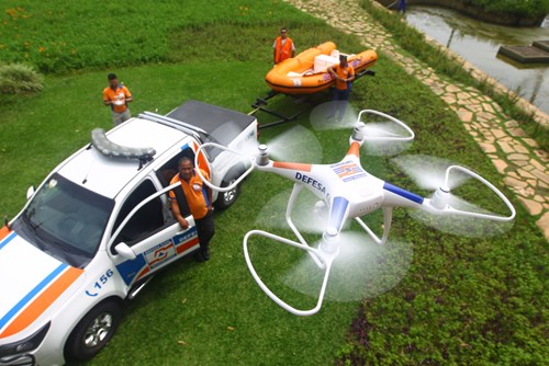 Drone da Defesa Civil tem sido utilizado em monitoramento de áreas de risco e vistorias em locais de difícil acesso