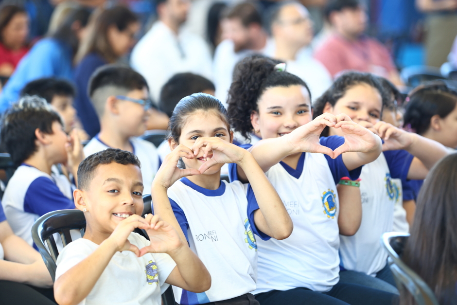 Anúncios das novidades na Educação e certificação 5.0 Emefi Ronconi no Jardim Jussara. Foto: Claudio Vieira/PMSJC 03-09-2025 
