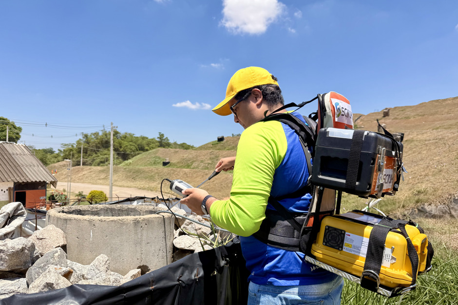 Medição de gás metano no Aterro Sanitário