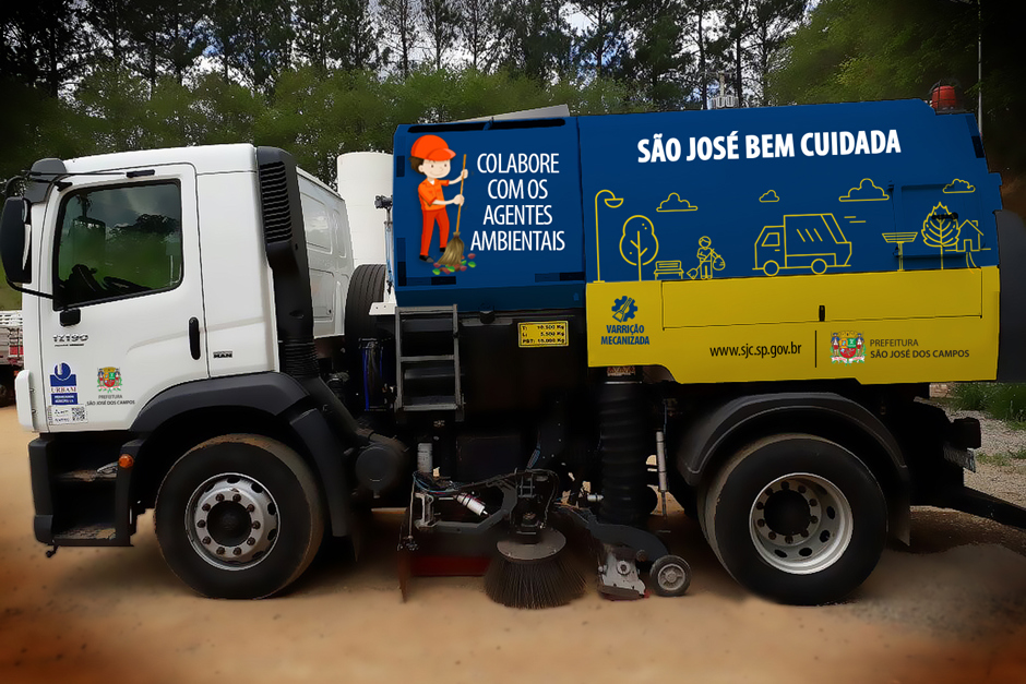 Foto: Divulgação Varredeira mecanizada limpa 26 quilômetros de vias por dia